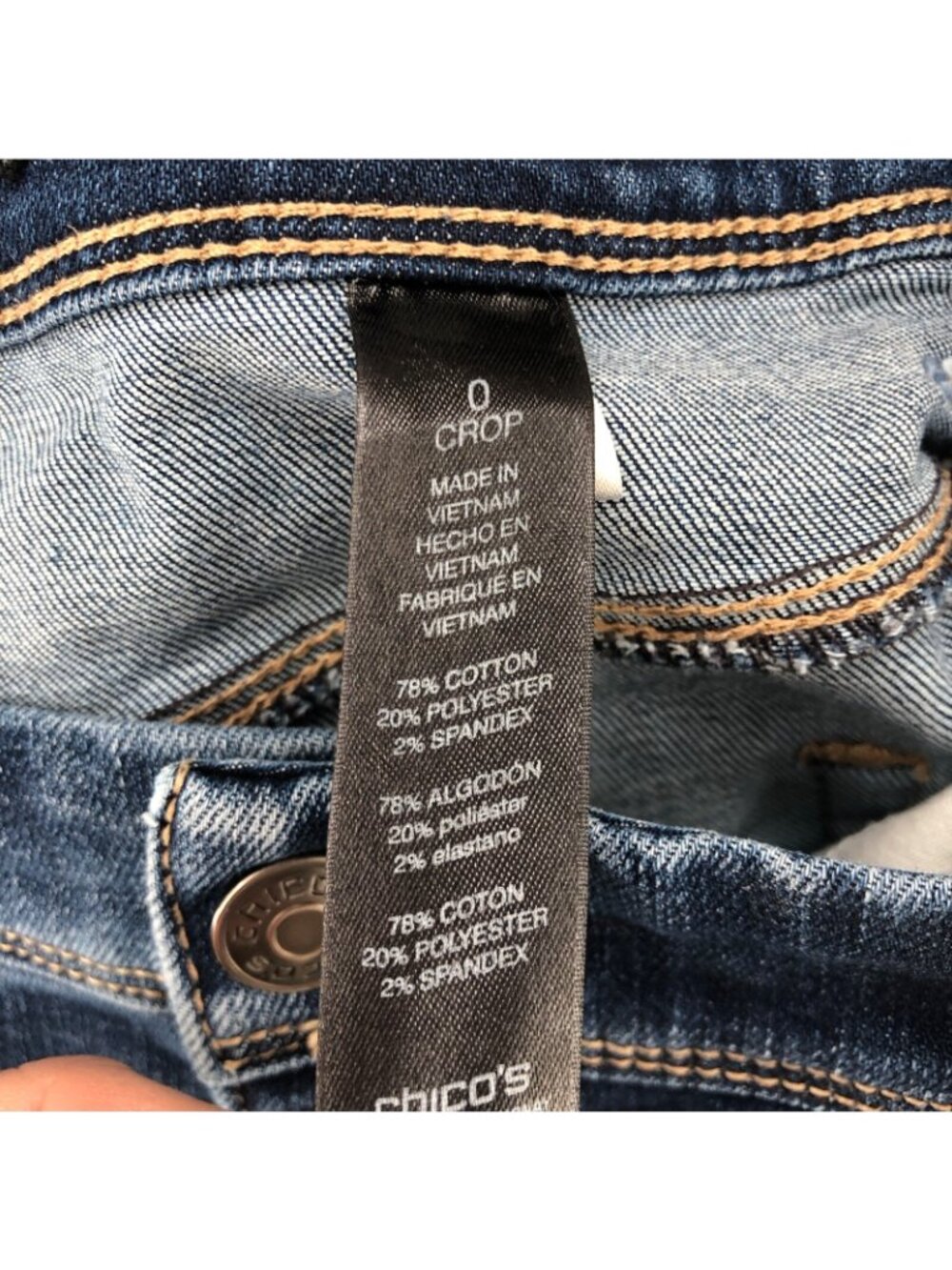 Chicos Jeans Womens 0 US 4 Blue Denim So Slimming Girlfriend Crop Stretch Pocket - Picture 6 of 12